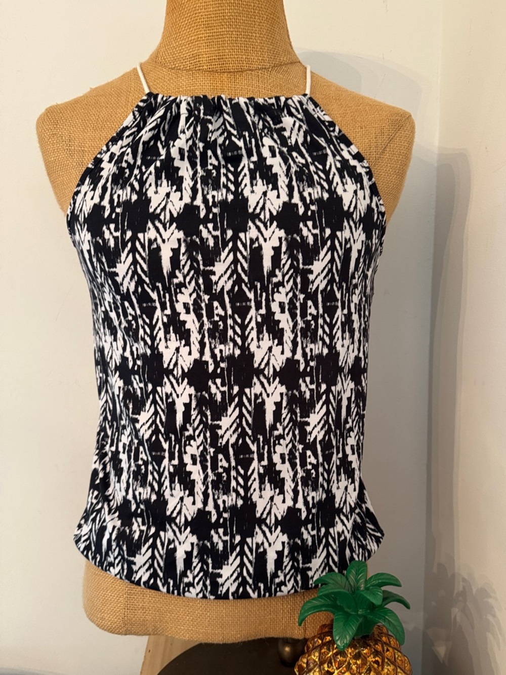 Espresso Black & White Graphic Halter Camisole